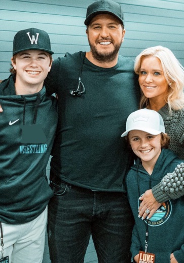 Caroline Boyer with her husband Luke Bryan and children